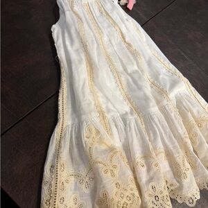 Zimmermann White Dress with Cream Lace Accents
